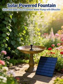 6喷嘴太阳能喷泉泵，升级版迷你太阳能喷泉套装，适用于鸟浴池、花园、池塘、游泳池和户外场所