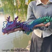 2pcs Chinese Dragon Statues, 35.43 Inches And 23.62 Inches, 3D Printed Movable Joints Design, Flexible Connections, Home & Auto Decor, Desktop Display, Creative Collectible Toys, Holiday Gifts - Multicolor - View 14