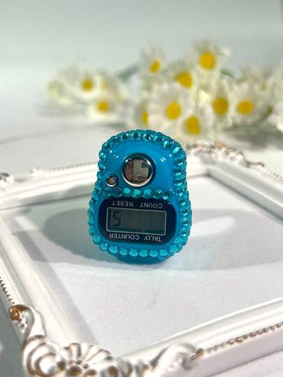 1 set Compteur électronique de bagues (fonction de réinitialisation, taille de bague réglable) + Compteur de bagues, plusieurs couleurs disponibles (convient pour la prière du Ramadan, suivi des activités)