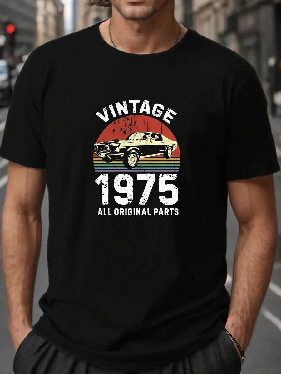 Men's Wrinkled T-Shirt - 黑色 - 查看 1