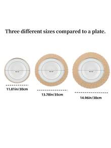圆形编织餐垫，适用于餐桌，直径15英寸，可水洗，适合室内使用，是居家、婚礼和派对的理想之选。（卡其色） - 卡其色 - 查看 9