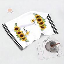 2/4 Pcs Sunflower Plaid Pattern Printed Super Absorbent Microfiber Dish Towels, Suitable For Cooking, Baking, Washing Dishes, Cleaning, Kitchen Decor, Gifts For Neighbors, Mothers, Birthdays, Housewarming For Friends, Kitchen Essentials, Daily Necessities - Multicolor - View 11