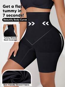 Quần short định hình dáng người dành cho nữ, màu trơn, cạp cao, ôm sát. - màu đen - Xem 3