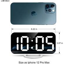 Digital Alarm ClockLarge LED Mirror Display 2 USB Charging Ports Auto Dim Mode Modern Design Clock for Bedroom Office White… - Blanco - Ver 7
