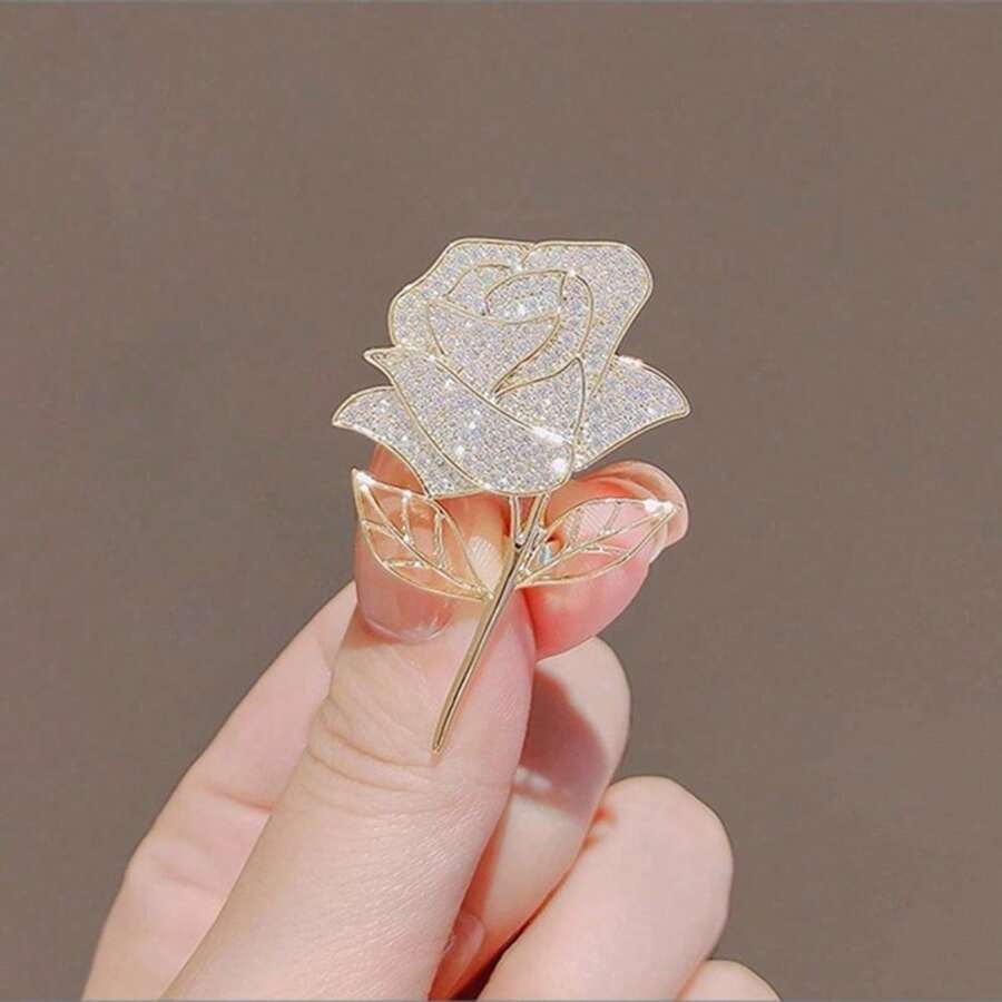 Temperament Rose Brooch High-End  Elegant Versatile Niche Suit Fixed Pin Brooch - 金色 - 查看 1