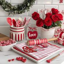 2 Large Valentine's Day New Design Dish Towel Kitchen Hand Towel Absorbent Dishwashing Cloth Tablecloth Wipes - 15.75x18.9 Inches - View 3