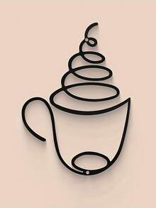 3 Pieces Coffee Cup Metal Wall Art Wire Coffee Bar Hanging Decor Cafe Themed Vintage Rustic Metal Sign For Kitchen Restaurant Shop Home Office Accessories - Black - View 8