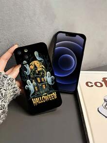 Casa espeluznante y fantasma de Halloween. Esta elegante funda es compatible con los modelos  16, 15, 14 Pro Max, 13, 12, 11, XR y XS Plus. Fabricada en silicona TPU, ofrece protección contra golpes y caídas, además de una sensación superior. Es un regalo ideal para familiares, amigos y seres queridos, y una opción perfecta para Navidad.fundas para  13,funda  13,funda  16,fundas ,funda  15,funda para ,fundas para  16,fundas  11,fundas  15,funda  17,protector para ,funda  14,fundas  12,fundas  14,funda  17 pro max,fundas  13,fundas>,kindle accesorios,funda navideña,fundas navideñas ,navidad - Negro - Ver 4
