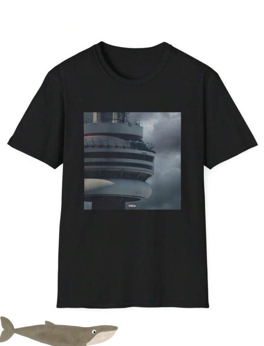 Drake Views Album Cover T-Shirt,  Graphic Tee, Drake Rap Hip Hop Music, Drake Views Album Shir - Black - View 1