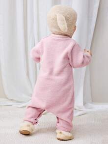 mini bala Newborn One-Piece Jumpsuit, Soft Cozy Warm Cute Design For Fall Winter - Rubber Powder - View 3