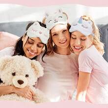 Geyoga 6 Antifaces para Dormir de Niños Cubierta de Ojos con Animales Unicornio Mascaras Ojos Peluche Suave Divertido para Mujeres Niños Avion Viaje Siesta Noche - BlancoGris - Ver 5