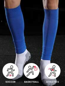 Sports Outdoor Solid Color Knitted Fabric Compression Sports Calf Sleeve - Blue - View 7