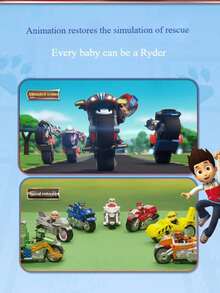 Spin Master Moto Pups Character's Deluxe Pull Back Motorcycle With Wheelie Feature And Figure Full Set Children's Toy Car - Rubble - View 3