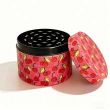 The Luxe Grinder | 2 Inch Cute Pink Strawberry, Cherry & 2.5 Inch Leopard Print | Chic Zinc Alloy For Her,  Accessories, Gift For Smokers - Cherry - View 1