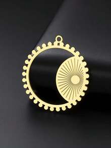 AMAXER 1pc Stainless Steel Hollow Star, Moon, Sun Pendant, Suitable For DIY Jewelry Making, Necklace, Bracelet, Keychain - Star and Moon Series - View 4