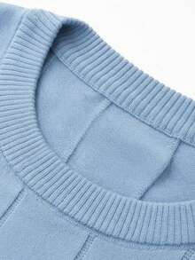 GRDR Camiseta de punto de cuello redondo de manga corta acanalada de verano para hombre, uso casual con estilo - Celeste - Ver 4