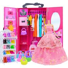 Fashion Closet Wardrobe Clothes And Accessories Storage - Lot 102 Items Include Clothes, Dresses, Shoes, Bags, Necklace, Shoes Rack, Hangers 115 Inch Girl Clothes - 1 - 查看 7