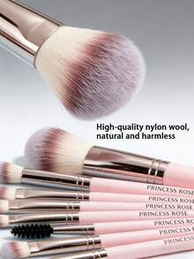 Princess Rose 18pcs Rose Princess Makeup Brush Set, Including Foundation Brush, Blush Brush, Powder Brush, Contour Brush, Tapered Blending Brush, Lip Brush, Concealer Brush, Small Eyeshadow Brush, Eyeliner Brush, Blending Brush, Shader Brush, Fan Brush, Large Eyeshadow Brush, Medium Eyeshadow Brush, Detail Eyeshadow Brush, Eyebrow Brush, Eyebrow Comb. Made Of Premium 3-Tone Fibers, Soft And Skin-Friendly, Fluffy And Highly Pigmented For Flawless Makeup Application. - Pink - View 5