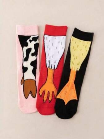 3 par nya och intressanta djurfotsstrumpor, söta och kreativa vadstrumpor för kvinnor på hösten och vintern, perfekta för fester och sammankomster