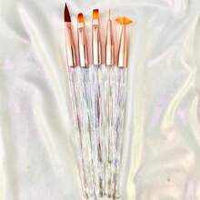 Kit c/5 pinceis aurora para unha acrílico e unha em gel e Pincéis para fazer desenho decoração na unha - Multicolorido - Visão 3