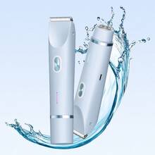 JMMO 电动剃须刀，二合一双头电动剃须刀，无线比基尼修剪器，女士脱毛，带可拆卸刀头，轻柔触感，干湿两用防水设计，USB 充电，携带方便，适用于比基尼、腋窝、腿部和身体脱毛，脱毛器眉毛塑形工具，旅行用品，400mAh，脱毛器，面部脱毛器，剃须机，敏感部位剃须刀