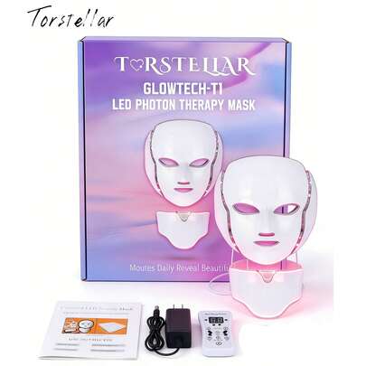  Torstellar Máscara LED Recargable 7 Colores Para Máscara Led Facial De Terapia Con Luz Led ,Cara Cuello Rejuvenece , instrumento de belleza facial, herramienta de cuidado de la piel , máscara facial de cuidado de la piel para salones de belleza y uso doméstico, regalo del Día de San Valentín, recargable y portátil, imprescindible para otoño e invierno,luz de rejuvenecimiento facial, regalo del Día de la Madre7 Colores para Rejuvenecimiento Facial Profesional