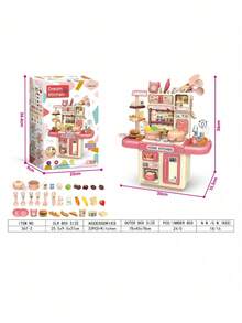 High-Quality Kitchen Set, Stove With Lights And Circulating Water System, Toy Food And Kitchen Utensils For Children - Pink - View 6