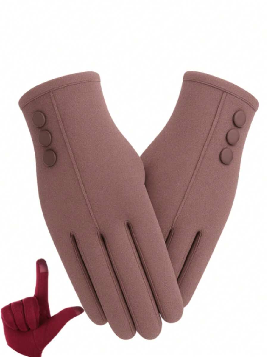 Stylish Soft Touch Unisex Thermal Cold Weather Gloves - Marrom Claro - View 1