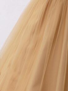 Vår/Sommarklänning med paljettmönster och rund halsringning i mesh för unga flickor - Champagne - Visa 10