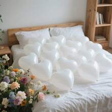 100pcs/Set White Heart Shaped Balloons, Valentine's Day Balloons, Suitable For Valentine's Day, Weddings, Birthdays, Ceremonies, Home Decor, Balloon Decorations, Photography Props - White Heart - View 3