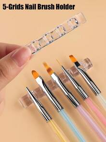 Nail Art Pen Holder, 5-Compartment Nail Art Brush Holder, Acrylic Display Stand, Nail Art Tool Display Rack - Multicolor - View 6