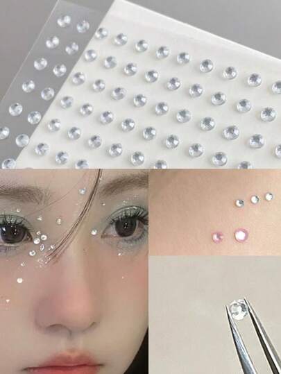 1pc Mini Rhinestone Face Decor Sticker, Eye Makeup Tear Bling Sticker, Stage Makeup Face Gem Decor, Nose & Brow Sticker, Nail Art DIY Tiny Rhinestone Sticker, Suitable For Y2K, Kpop, Face Glitter, Carnival, Face Sticker, 3D Sticker, Face Jewel, Decorative Sticker