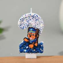 1pc Paw Patrol Ryder Numeral Candle, Cake Decoration Party Glitter Creative Birthday Candle, Suitable For Various Holiday Decorations - Multicolor - View 3