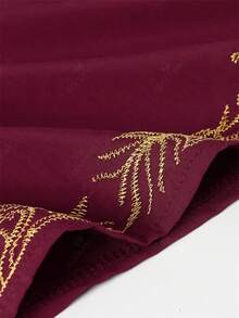 Đầm Kaftan màu đỏ rượu vang dành cho nữ cỡ lớn, cổ chữ V, thêu vàng, tay ngắn, dáng rộng, thoải mái, thích hợp mặc đi biển nghỉ mát. - Đỏ - Xem 8
