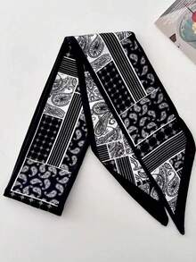 5pcs Women's Paisley & Cashew Print Long Chiffon Scarf Headband, Casual Elegant For Daily, Date, Vacation, Versatile Gift Women Hair Accessories Casual Hair Band Elegant Head Scarf - Multicolor - View 3