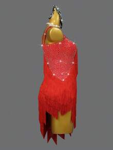 ABC Dancing Custom-Made Latin Dance Dress With Fringe For Women And Girls, Suitable For Competition, Ballroom Dance Performance, Sexy Evening Party Wear - Multicolor - View 4