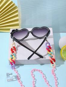 1件装 男孩女孩 9-12岁 聚碳酸酯心形镜框 儿童时尚眼镜 精致闪亮 适合户外活动、节日礼物。 - 彩色 - 查看 6