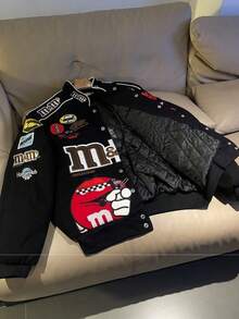Unisex Sporty Color-Block Baseball Jacket - Lightweight Long-Sleeve Pilot Streetwear Coat - Black - View 5