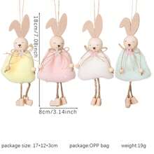1pc/4pcs Easter Bunny Hanging Decor, Themed Party Decoration, Home Decor, Living Room Decor, Wall Decor - Multicolor - View 3
