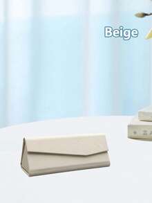1 Peça Estojo de Óculos Triangular Dobrável da Moda, Caixa de Óculos de Couro Minimalista Portátil e Resistente à Pressão - multicolorido - Visão 8