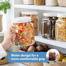 Paquete de 2 tarros de vidrio de boca ancha tarros grandes de albañil de 82 onzas con asas para sellar tarros de conservas para almacenamiento de alimentos avena durante la noche - Por supuesto - Ver 4