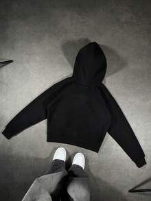 Men's Casual Versatile Hooded Zip-Up Sweatshirt - Black - View 2
