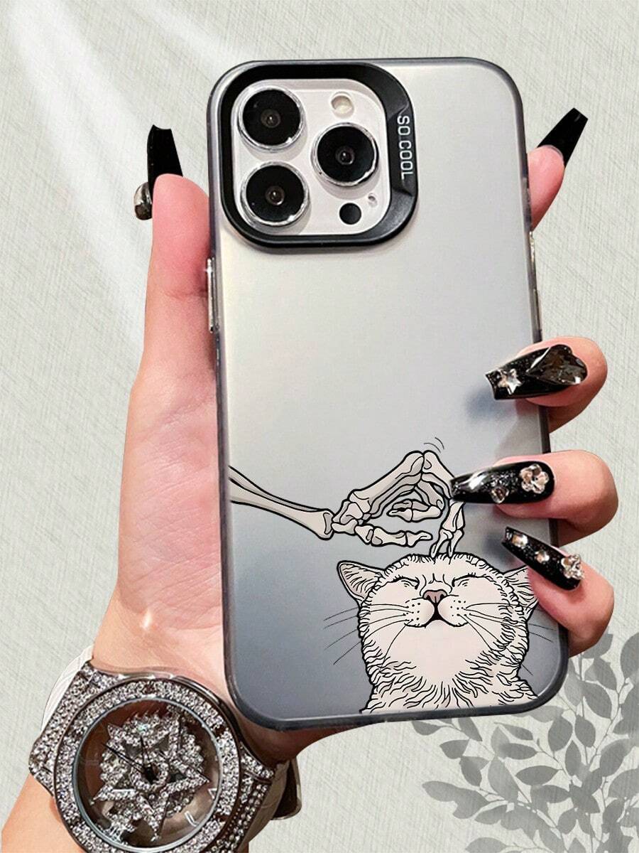 Scratch-Resistant Clear Durable Cover Fun Cartoon Design For IPhone 16/15/14/13/12/11/X/XS/8/7 Plus/Pro/Pro Max Series Protective Phone Case - 黑色 - 查看 1