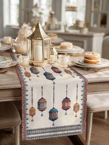 1 pezzo Tappeto da tavola con motivo a mezzaluna di Ramadan, Decorazione da tavola per Ramadan, Decorazione domestica islamica, 1 pezzo Tappeto da tavola, 4 pezzi Tovagliette, 1 pezzo Federa, 3 prodotti disponibili, Decorazioni per la casa per interni/esterni, Forniture per feste, Decorazione per la stanza. Adatto per la decorazione della cucina domestica di Ramadan e la decorazione della festa di Ramadan - Multicolore - Visualizzare 3