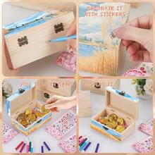 6Pcs Small Wooden Boxes For Crafts Unfinished Wood Box With Lids Mini Treasure Chest Small Craft Box Jewelry DIY Mini Craft Boxes To Paint For Adults Classroom Party Handmade 6X 3.8 X 2.5in - Medium - View 4