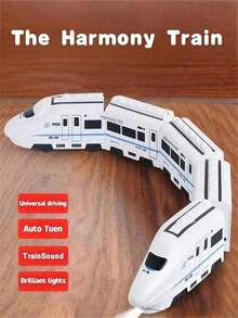 قطار كهربائي قابل للبرمجة بريموت كنترول مع تجنب العوائق، جرار قابل للعكس، أضواء رائعة، مناسب للأولاد والبنات من عمر 3-9 سنوات، هدية مثالية لعيد الميلاد - متعدد الألوان - مشاهدة 3