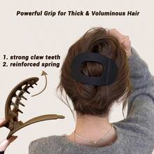 Matte No Crease Flat Claw Clips,Large Strong Hold Barrettes For Thick & Thin Hair,Non-Slip Haie Clip - 黑色 - 查看 5