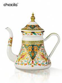 1pc Enamel Coffee Pot With Floral Pattern, 1.2L Narrow Spout Pour-Over Kettle For Coffee & Tea Brewing, Suitable For Electric Stove And Gas, Home Boiling Pot - Russian Flower Waist Enamel Pot - View 7