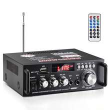 Stereo Audio Amplifier With A Maximum Power Of 600W, 2-Channel Bluetooth 5.0 Wireless Power Amplification System, Stereo Audio System For Home Theater With Inputs For Microphone, RCA, USB, SD Card And Remote Control. - đen - Xem 8