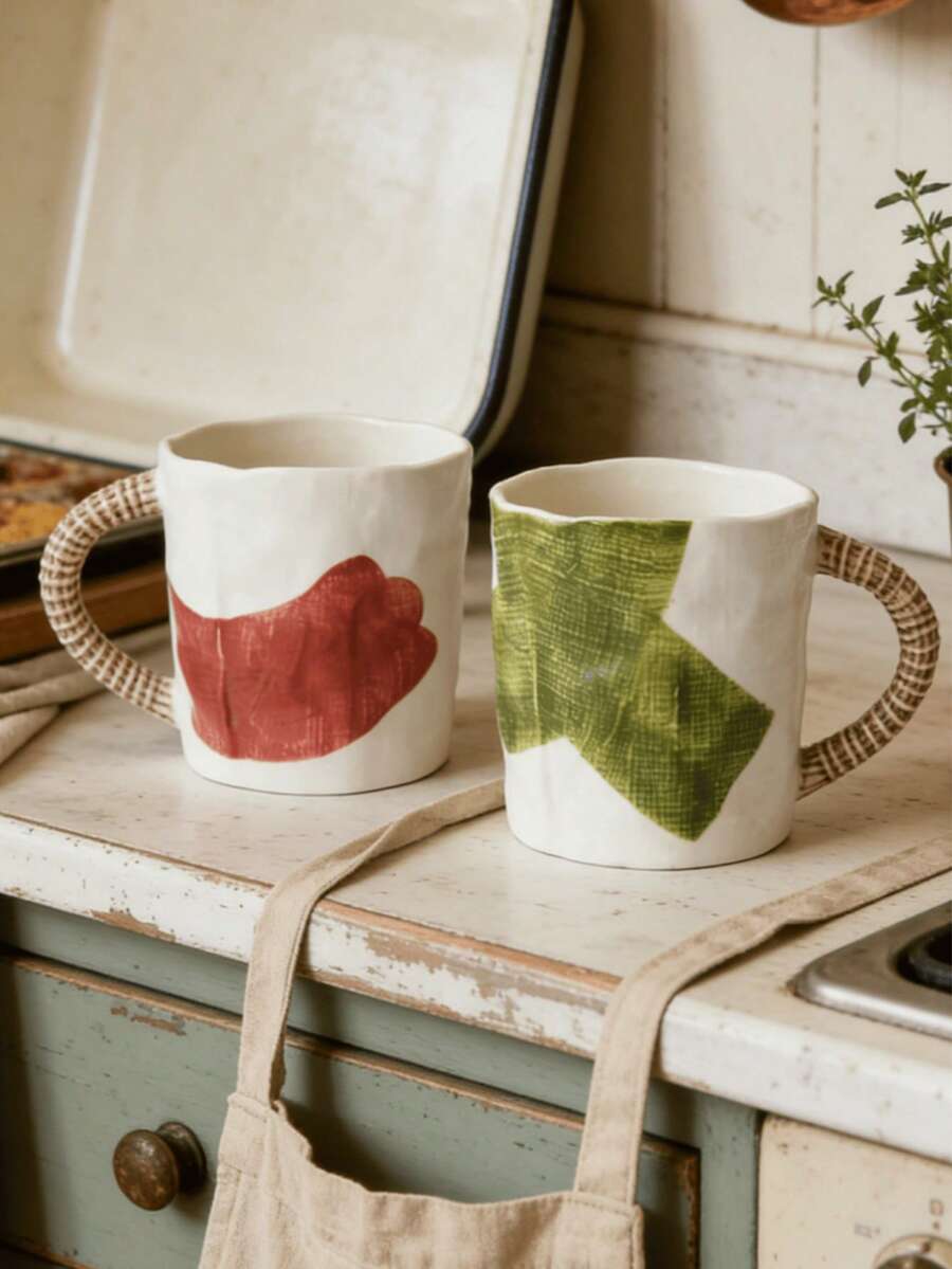 1pc Underglaze Ceramic Hand-Painted Mug, Dishwasher & Reusable, 350ml Coffee Cup, Ideal Gift For Living Room, Bedroom, Office, Family, Friends, Lovers, Children, Suitable For Valentine's Day, Spring Festival, Father's Day, Mother's Day, Teacher's Day, New Year, Qixi Festival, National Day, Children's Day, Women's Day - Multicolor - View 1